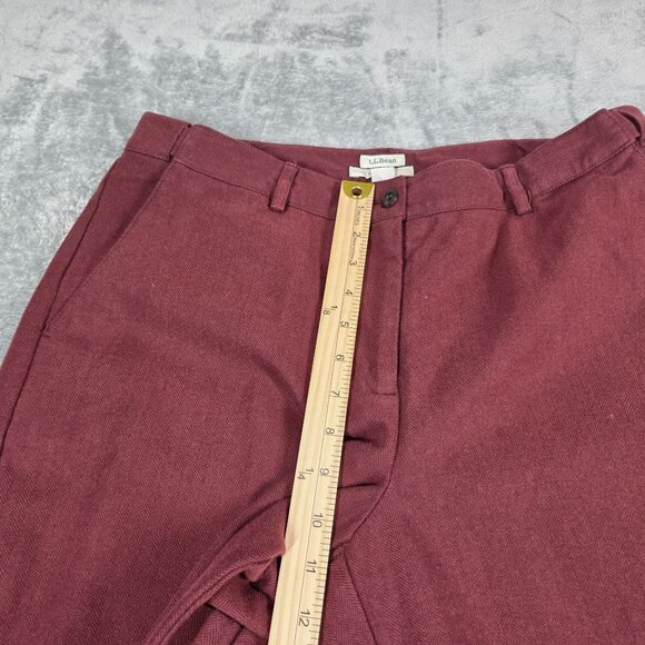 LL Bean Pants Womens 12 Red Herringbone Flannel Straight Leg Trousers - Picture 9 of 10